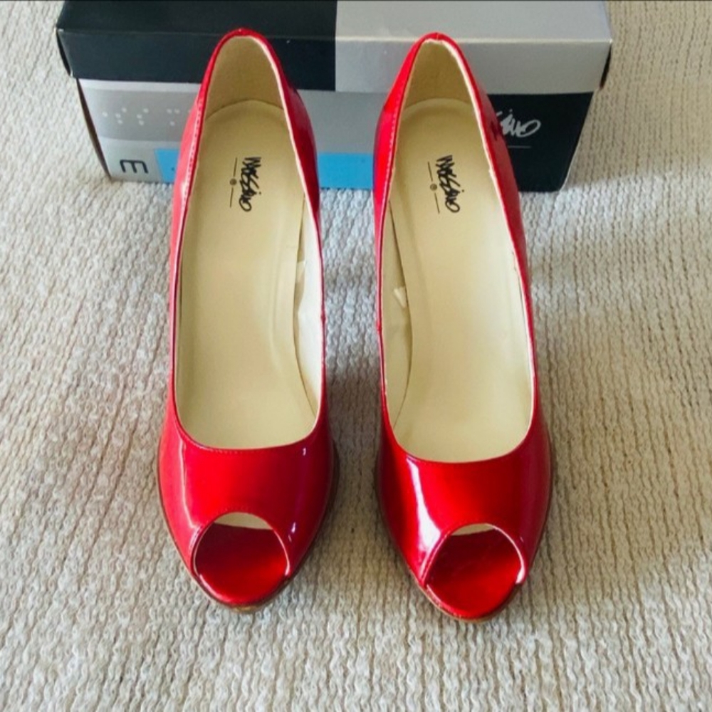 Red patent leather heels